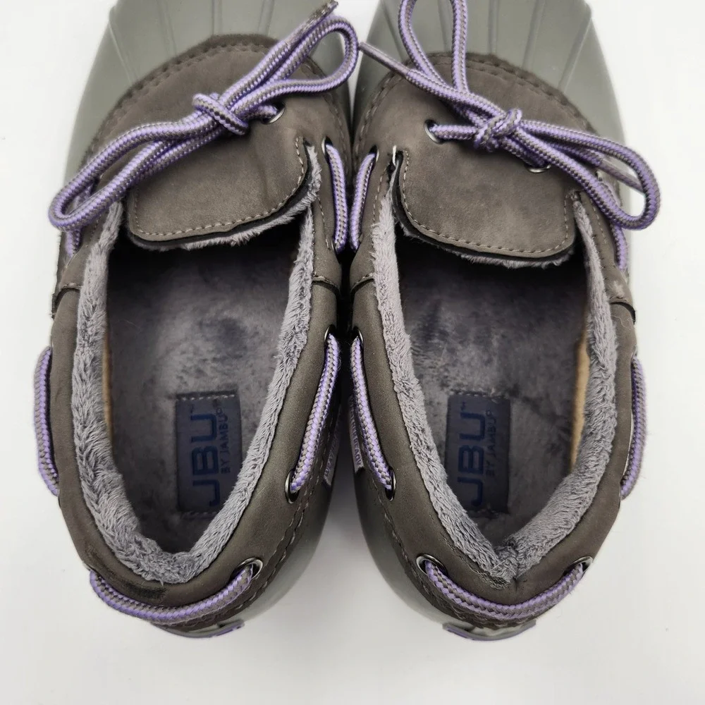 JBU Jambu Duck Shoes Womens 9.5 Grey Gwen Weather Ready Faux Fur Lined Rain Shoe
